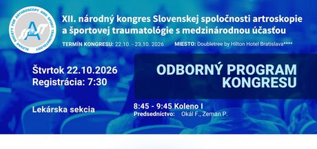 PROGRAM: XII. Národný Kongres SSAST s Medzinárodnou Účasťou v termine 22.10.- 23.10.2026